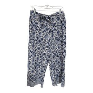 Joie Linen Blue and White Floral Pants Size 10
